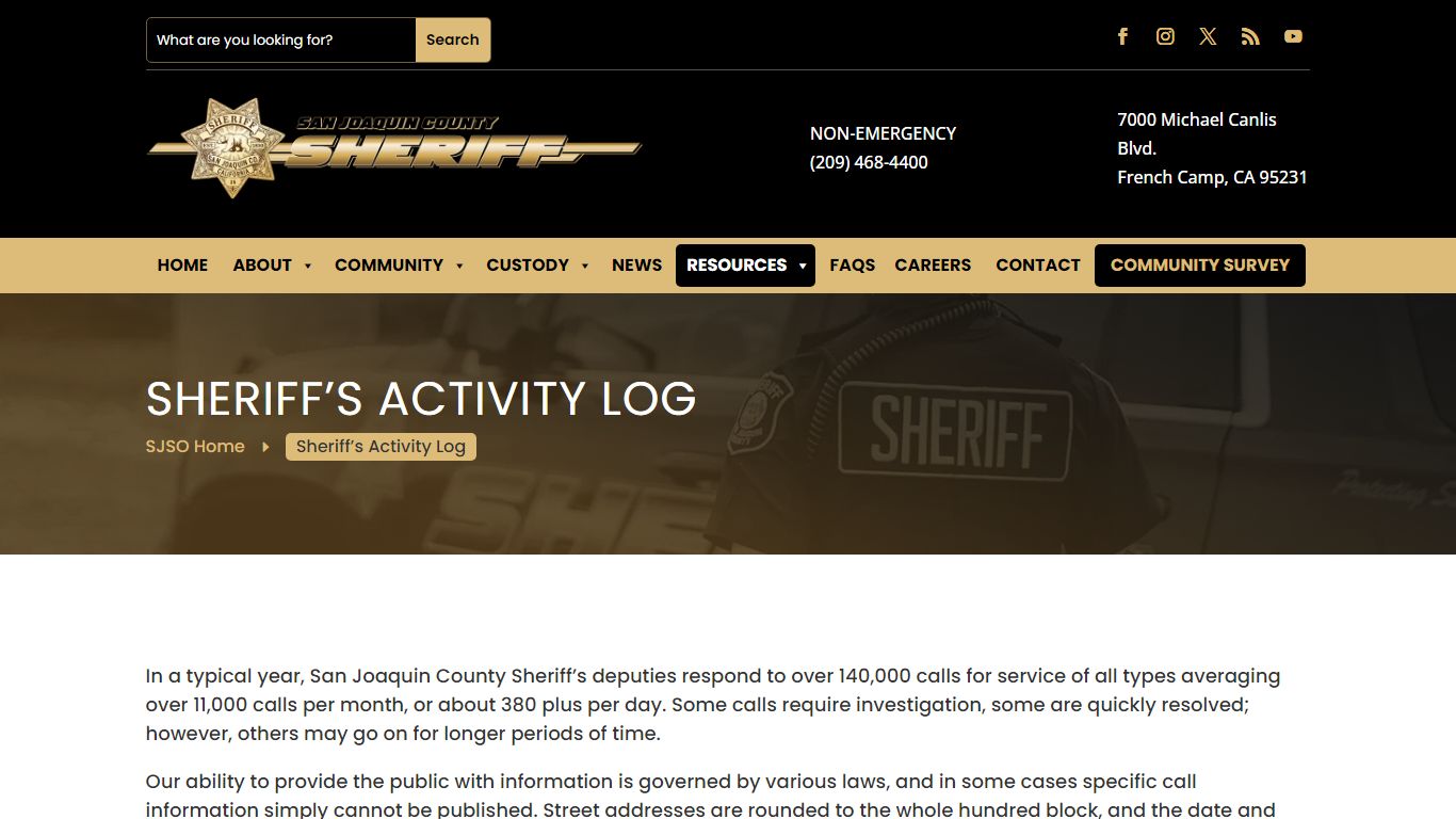 Sheriff’s Activity Log | San Joaquin County Sheriff's Office